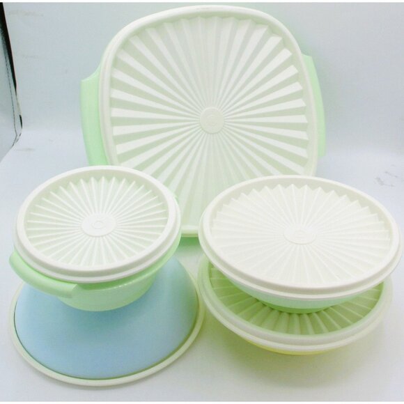 16 Pc Retro PastelTupperware Set 8 Bowls 8 Lids - Picture 6 of 8